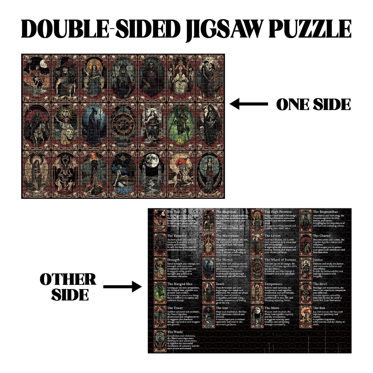 Buhah Tarot Cards Puzzle Halloween Spooky Witchy Goth Puzzle Horror Skeleton Puzzles For Adults 1000 Pieces Scary Skull Art Jigs