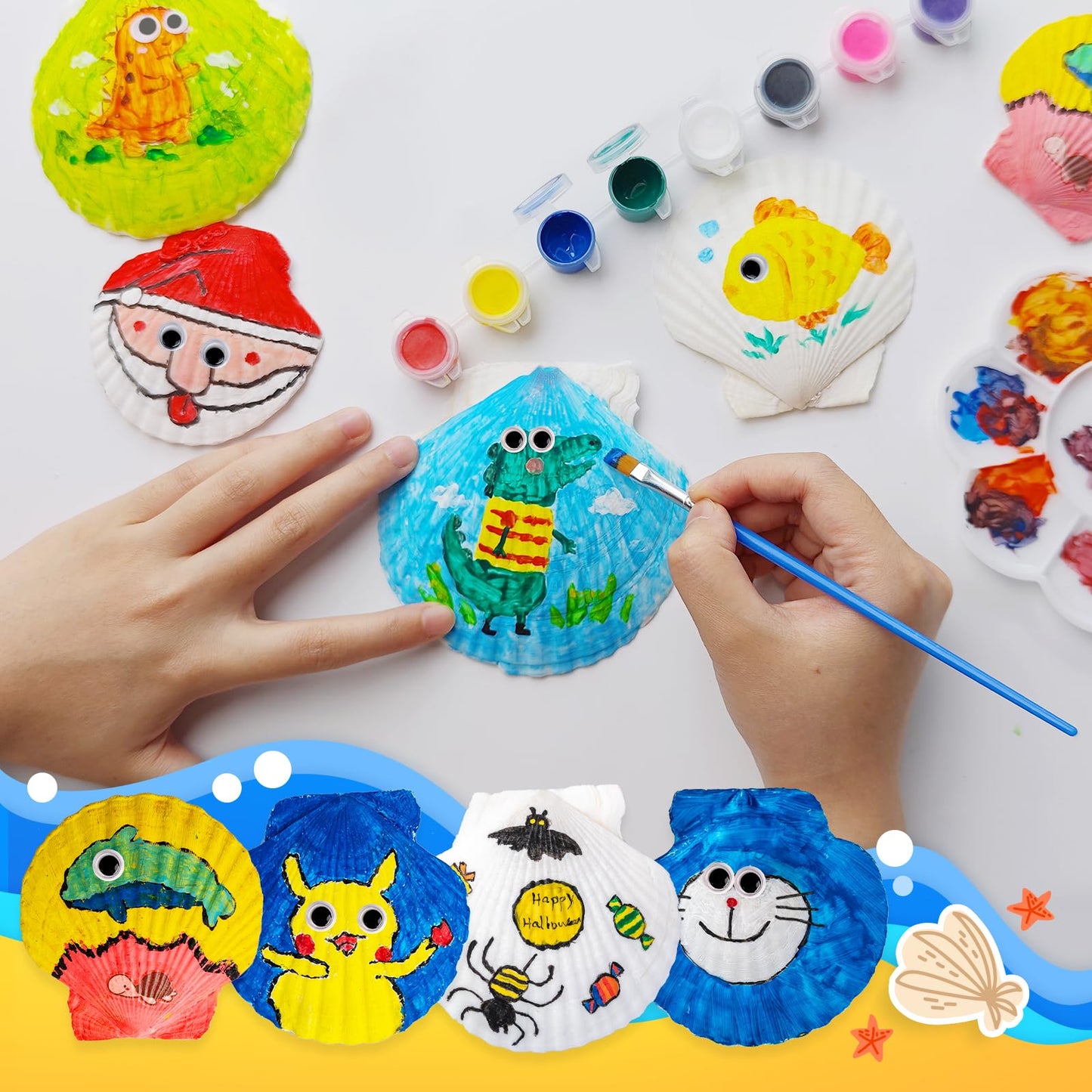 Eleanore s Diary Kids Sea Shell Painting Kit, Glow in The Darkness Painting Crafts for Boys Girls, Creative Art Activities Toys