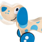 Hape Walk-A-Long Puppy Wooden Pull Toy | Push Pull Toy Puppy For Toddlers Can Sit, Stand And Roll. Rubber Rimmed Wheels For Easy Push And Pull Action, Blue