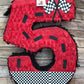APINATA4U Number Five Race Car Pinata, Red Checkered Flag for First Birthday, Racing Theme Party Supplies, Race Track Decor, Kid