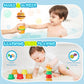 Ekueasyku Bath Toys For Kids Ages 1-3 2-4 4-8 Hippo Toddler Bath Toys Water Toys With Burger Stacking Cups Swimming Duck Crab Ba