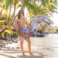 Poolcandy Inflatable Animal Swim Ring Pool Tube Velociraptor. This Furious Raptor Will Prowel The Beach, The Lake Or Your Swimming Pool.