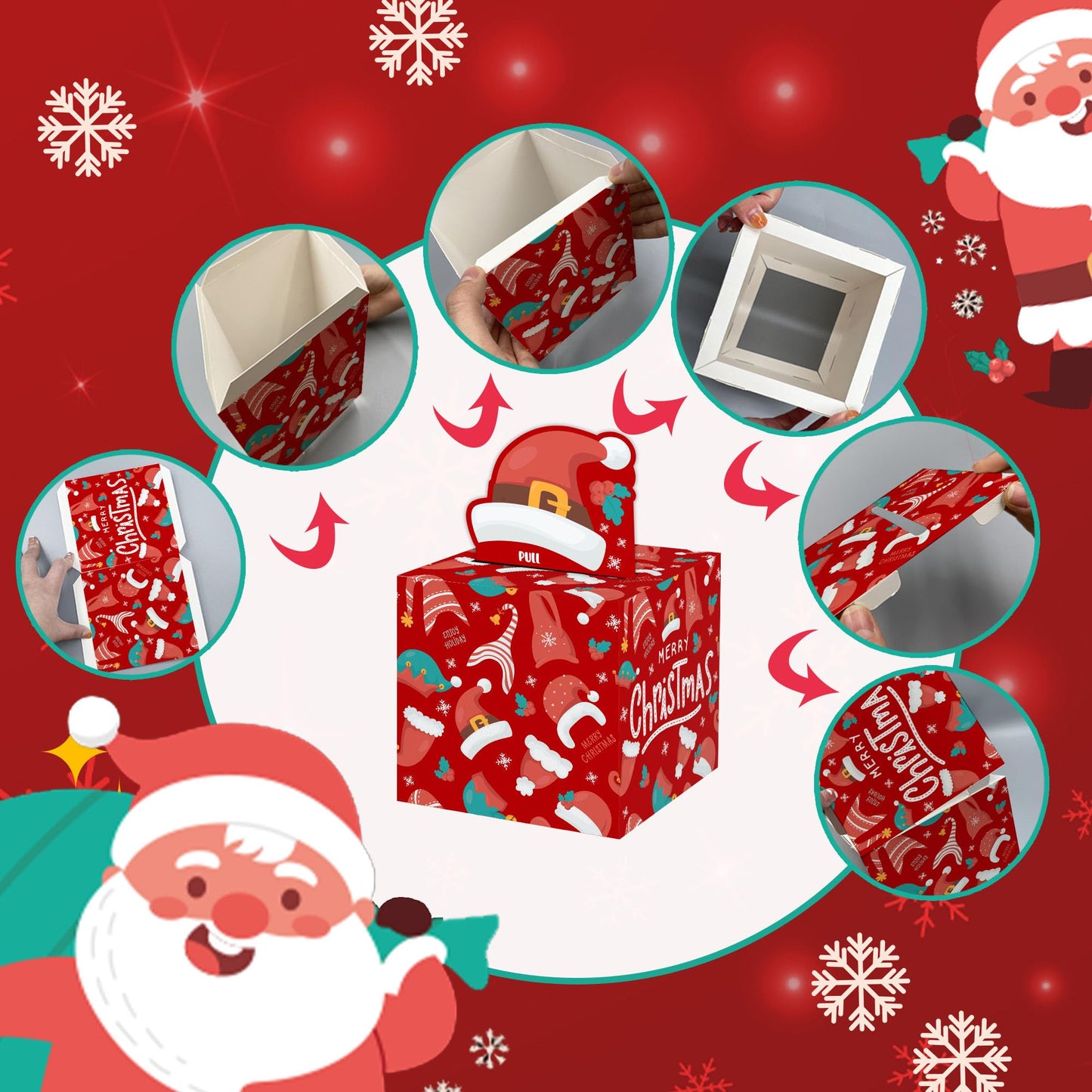 Surprise Christmas Money Box Gifts, Money Gift Boxes Set For Women Men Girls Boys Friends, Santa Hat Decorations Box For Christm