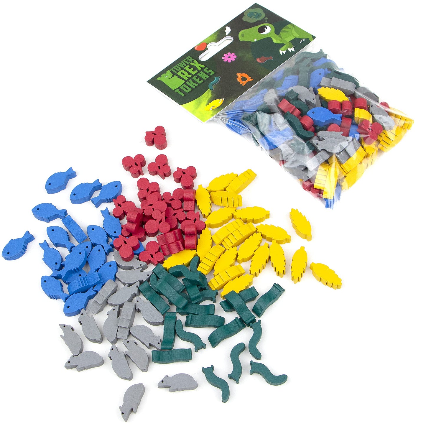 TowerRex Wingspan Food Tokens Set - Multicolor Wooden Aviary Upgrade Kit
