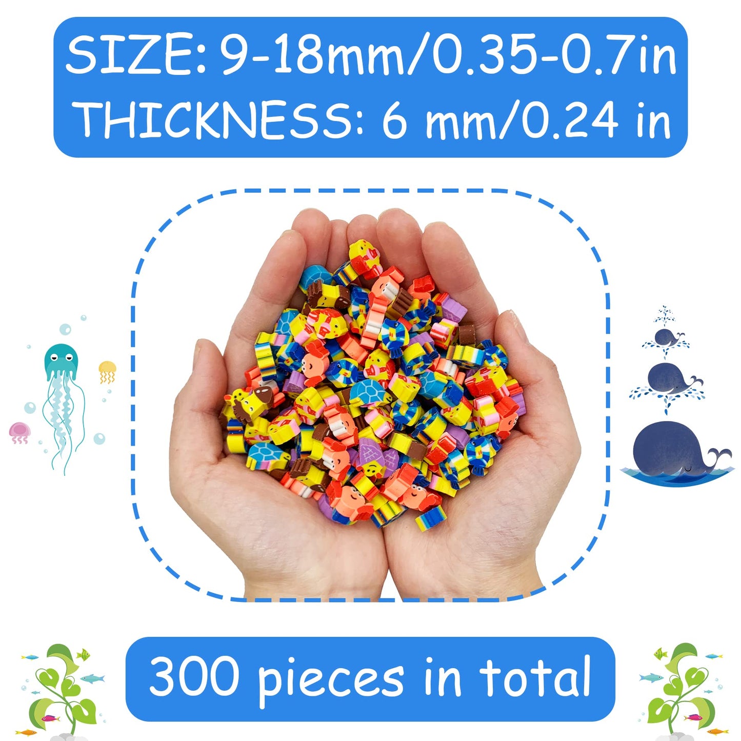 300 Pieces Mini Erasers For Kids Bulk Assorted Novelty Sea Animal Pencil Erasers For Classroom Party Favor Home School Work Rewa