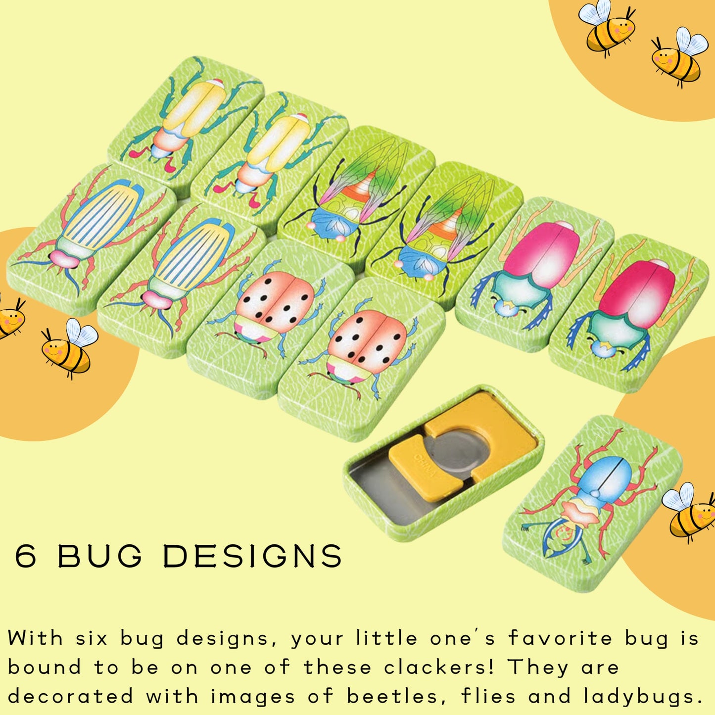 Us Toy Assorted Insect Bug Design Clicker Noise Makers (1 Dozen), Green, 1-Pack Of 12