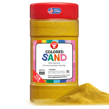 Hygloss Colored Sand for Crafts - 1 lb Bottle, Yellow - Vibrant Colorful Fine Sensory Play Sand Art Kits for Kids - Classroom Ac