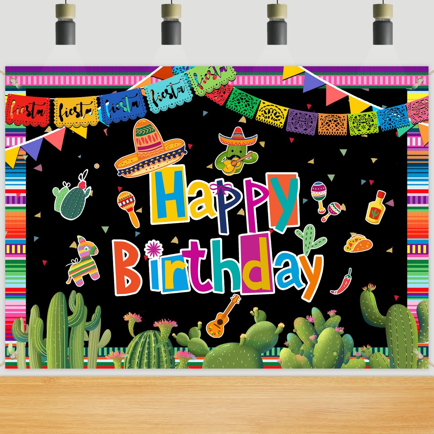 Mexican Party Backdrop Happy Birthday, Fiesta Party Backdrop, Cinco De Mayo Carnival Party Decorations, Colorful Wall Background