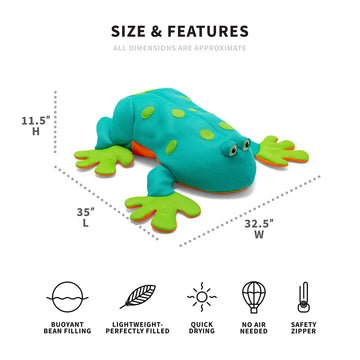 Big Joe Pool Petz Large Frog Float - Quick Draining Fabric, 3ft, Frog Shape, Model 2020FRO2