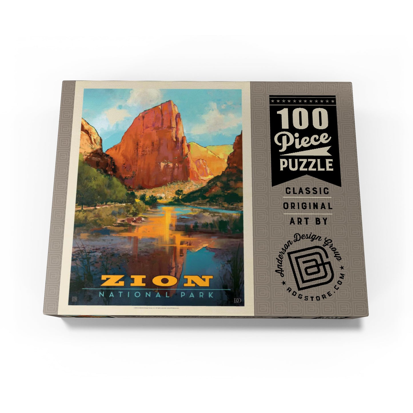 Mypuzzle Zion National Park: Virgin River Valley, Vintage Poster - Premium 100 Piece Jigsaw Puzzle For Adults