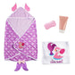 Babeside 4 Pcs Swaddle Blanket Wrap Set, Bath Towel Mermaid Pattern With Hand Towel, Soap And Facial Cleanser For 17-22 Inch Bab