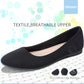 Obtaom Womens Textile Flat Shoes Round Toe Slip On Shoes Fabric Dress Black Ballet Flats(Black,Us07)