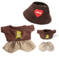 17 cm Doll Clothes  3-Piece Set Stylish Clothes for 17cm Doll  enhanced Outfit with Accessories for Doll- Red Heart Brown Hat & Brown Bear Tshirt & Coffee Plaid Pants (NO Doll)