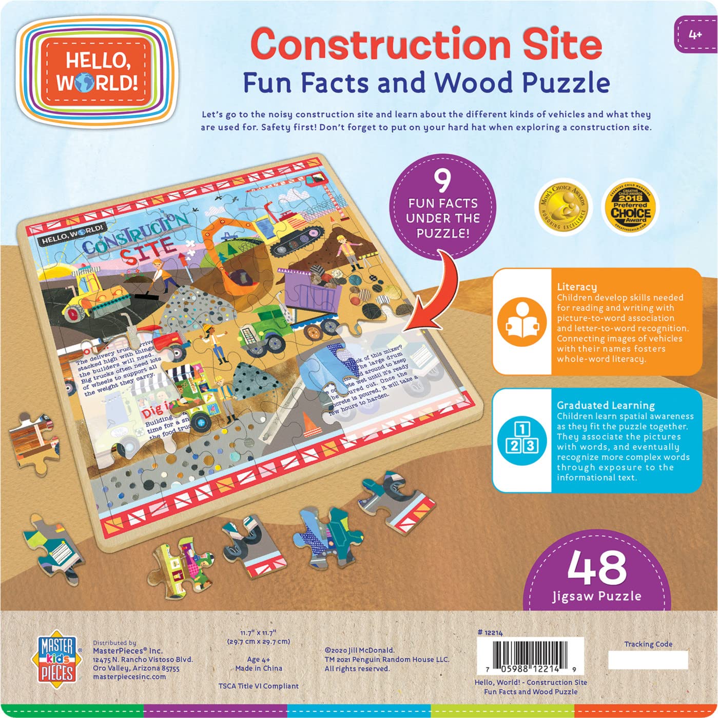 Baby Fanatics MasterPieces 48 Piece Jigsaw Puzzle for Kids - Hello  World Construction Site - 11x11