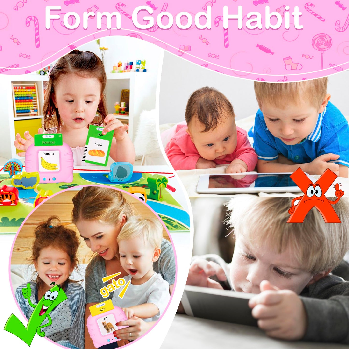 510 Spanish Flash Cards For Kids 3+ Years,Pocket Speech For Toddlers,Autism Sensory Toys,Learning Montessori Toys,Speech Therapy Toys For Kids Toddlers