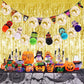 2Pcs 3' X 8' Black And Gold Metallic Tinsel Foil Fringe Curtain Backdrop For 2023 New Years Eve, Halloween Party, Graduation Dec