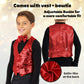 Dress Up America Boys Sequin Vest With Bowtie - Sparkly Costume Vest For Kids - Shiny Formal Party Outfit For Boys (Red)