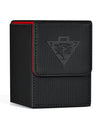 Zlca Card Deck Box Fits Yugioh Tcg, Card Storage Box With Dividers Holds 100+ Sleeved Cards, Premium Card Deck Case Compatible With Ccg Trading Cards (Black&Red,Puzzle)