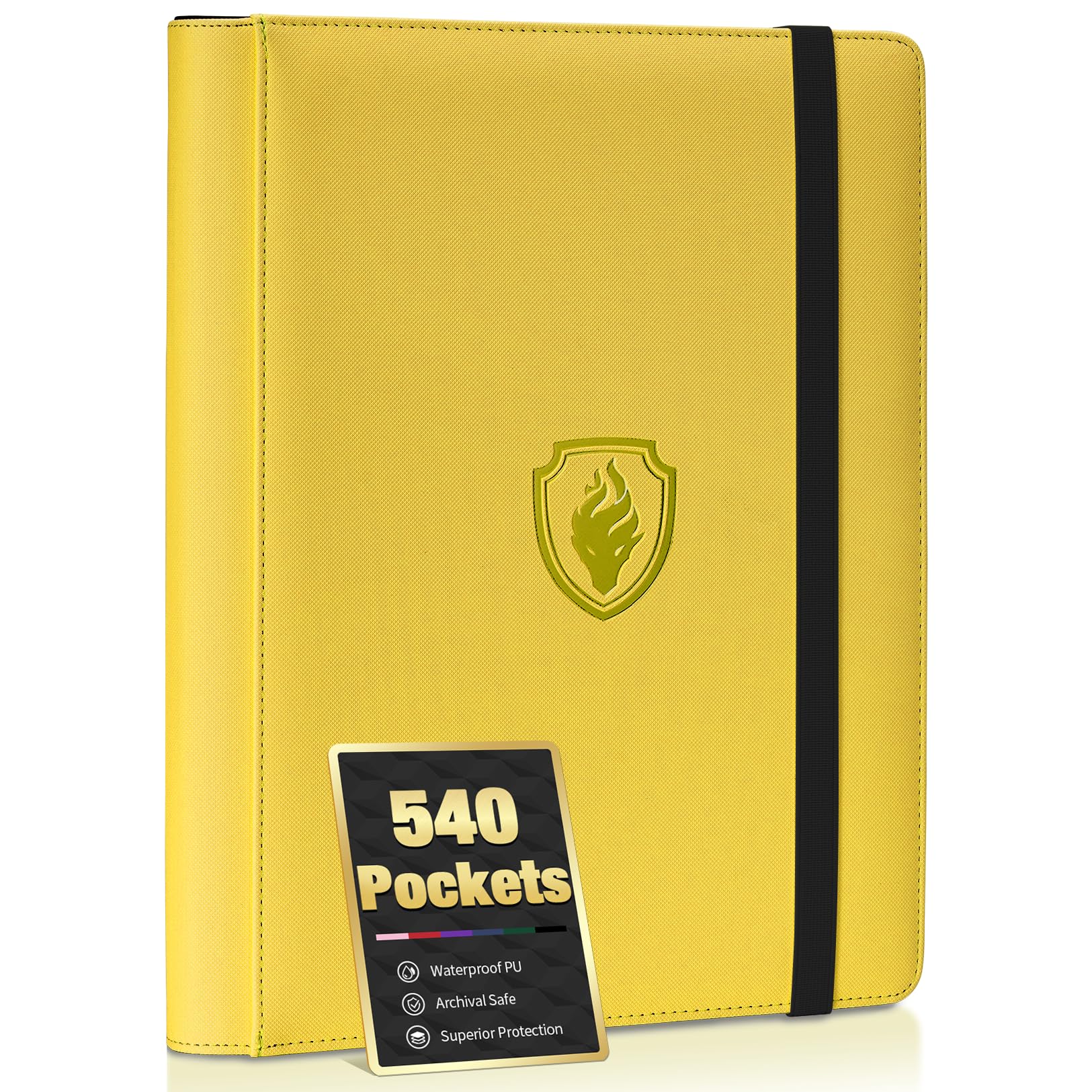 enhanced 9 Pocket Card Binder for 540 Cards  Fabmaker PU Cover Trading Card Binder  Sturdy Card Collection Album  Sleek Card Holder Folders for YuGiOh  MTG  TCG  Game Cards & Sports Cards  Yellow