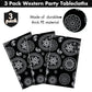 Western Party Tablecloth Paisley Table Cover Bandana Plastic Table Cloth Rectangle Floral Tablecloth For Western Cowboy Themed Party Decorations, 108 X 54 Inches (Black, 3 Pack)