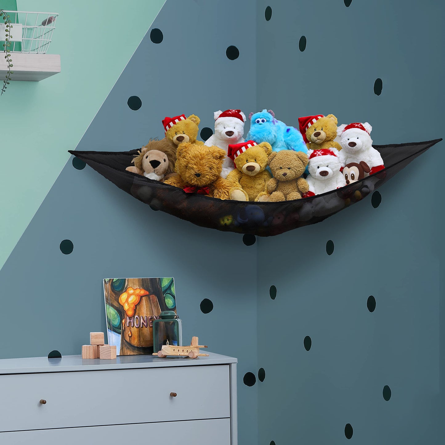 Simple Houseware 2 Pk - Stuffed Animals Jumbo Toy Storage Hammock, Black