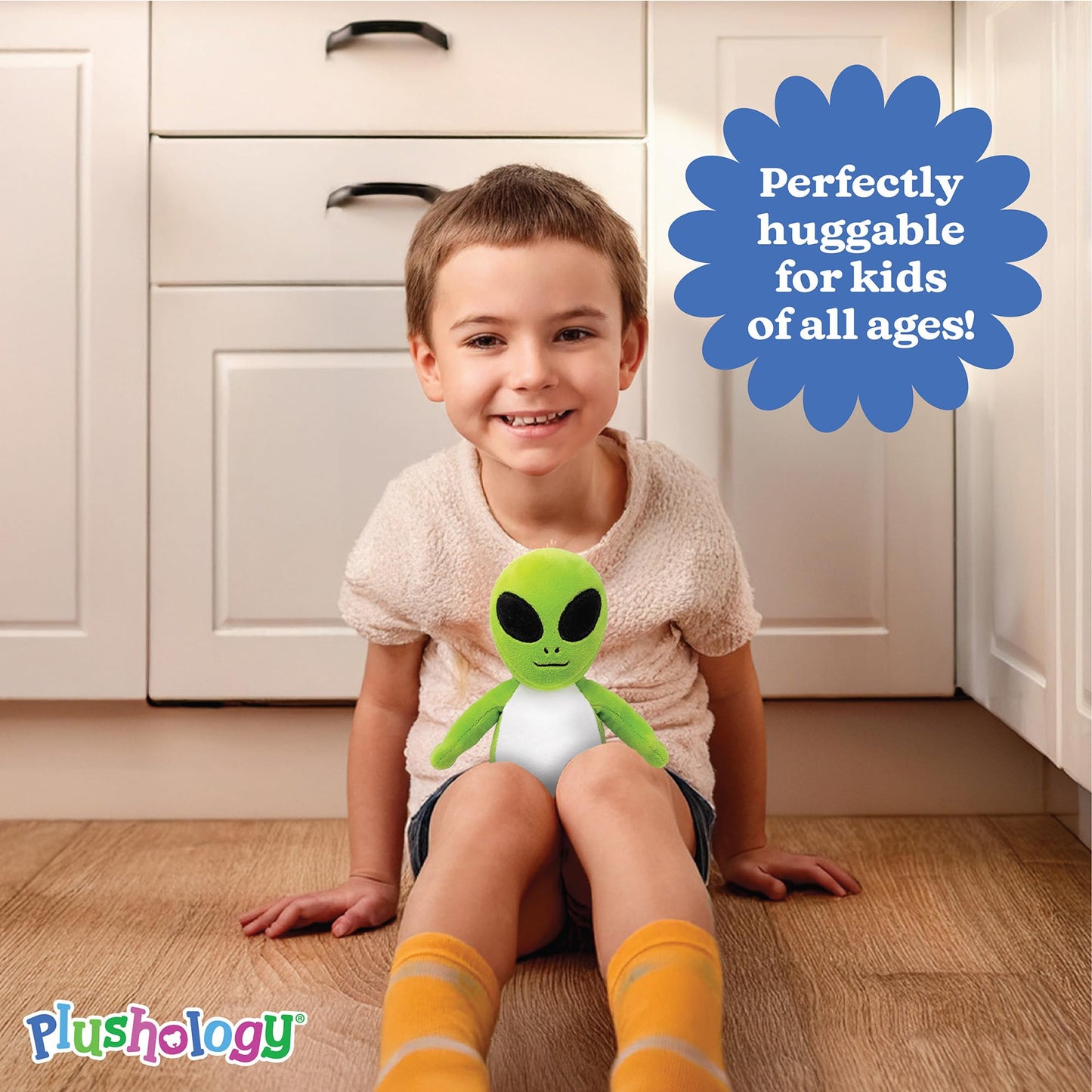 PLUSHOLOGY Squishy Alien Stuffed Animal; Ultra Soft and Cuddly Plush Toy for Kids 3 Years Old to mature-themeds; Child-Safe Embroidered Eyes adds a Unique Aesthetic; (6 Tall)