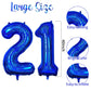 Number 21 Balloon 40 Inch, Laser Blue Big Number Balloon, Giant Mylar 21St Balloons Number, Helium Birthday Balloons For Teenage
