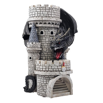 Forged Dice Co. Dragons Keep Dice Tower - Hand Painted Dice Rolling Tower Castle with LED Lights, Made from Heavy Duty Resin - C