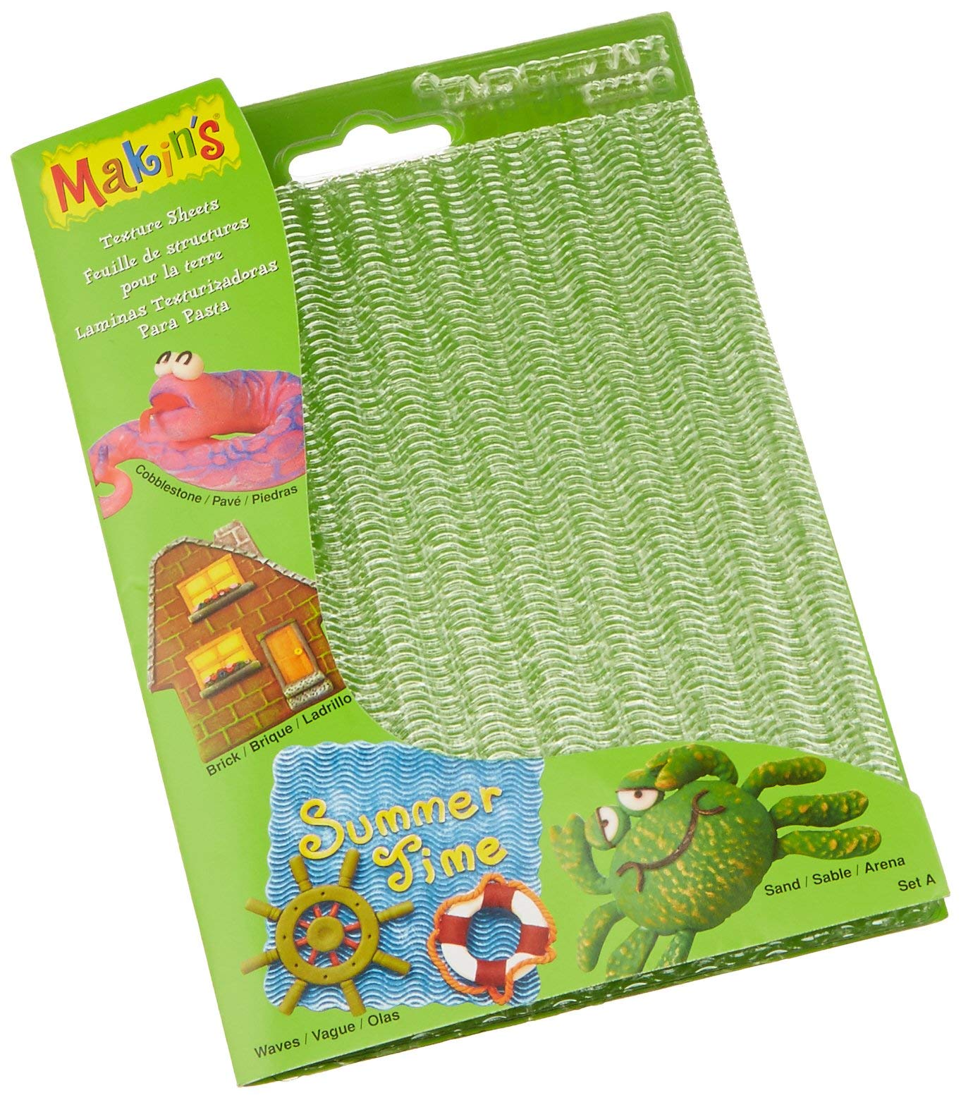 MakinS Usa M3801 Clay Texture Sheets, 7Inch By 51/2Inch, Cobblestone/Brick/Wave/Sand, 4 Per Package