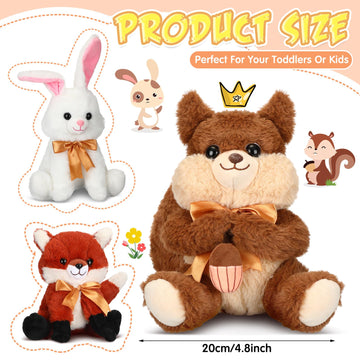 Syhood 6 Pieces Woodland Stuffed Animal Set 11.8 Inch For Baby Shower Plush Woodland Toy Wild Stuffed Animals For Themed Parties