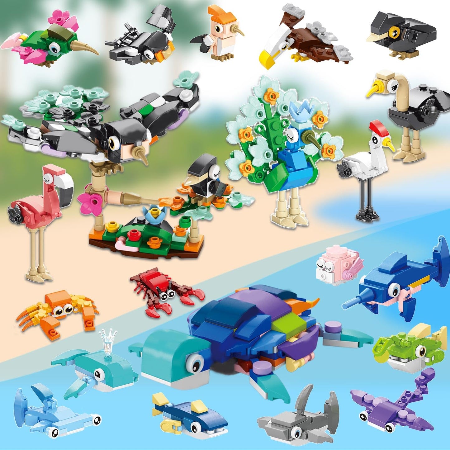 Party Favors For Kids - 20 Pack 583Pcs Animals Building Blocks Toy Set For Birthday Valentines Easter Christmas Classroom Prizes