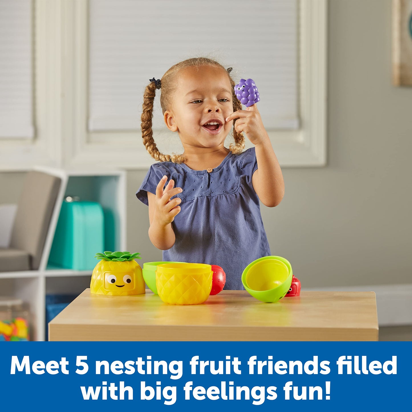 Learning Resources Big Feelings Nesting Fruit Friends - Sensory Toys for Toddlers, 9 Pieces, Multi-color, Ages 18+ Months, Model LER6376