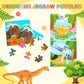 Sannix 12 Pack Dinosaur Wooden Jigsaw Puzzles With 12 Organize Bags, Dinosaurs Animals Toddlers Puzzles For Kids Ages 3 4 5, Party Favors Educational Learning Travel Toys For Boys Girls