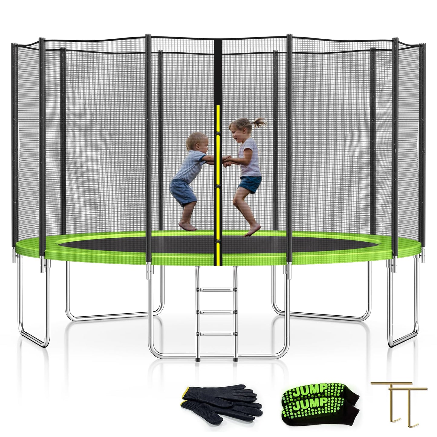 Skok Trampoline 14Ft Trampolines With Enclosure Net, 400Lbs Outdoor Trampolines For Kids-Astm Approved Trampoline For Children A