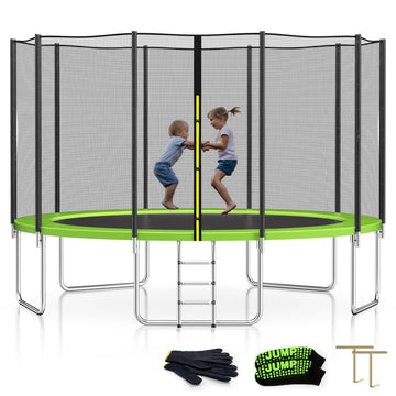 Skok Trampoline 14Ft Trampolines With Enclosure Net, 400Lbs Outdoor Trampolines For Kids-Astm Approved Trampoline For Children A
