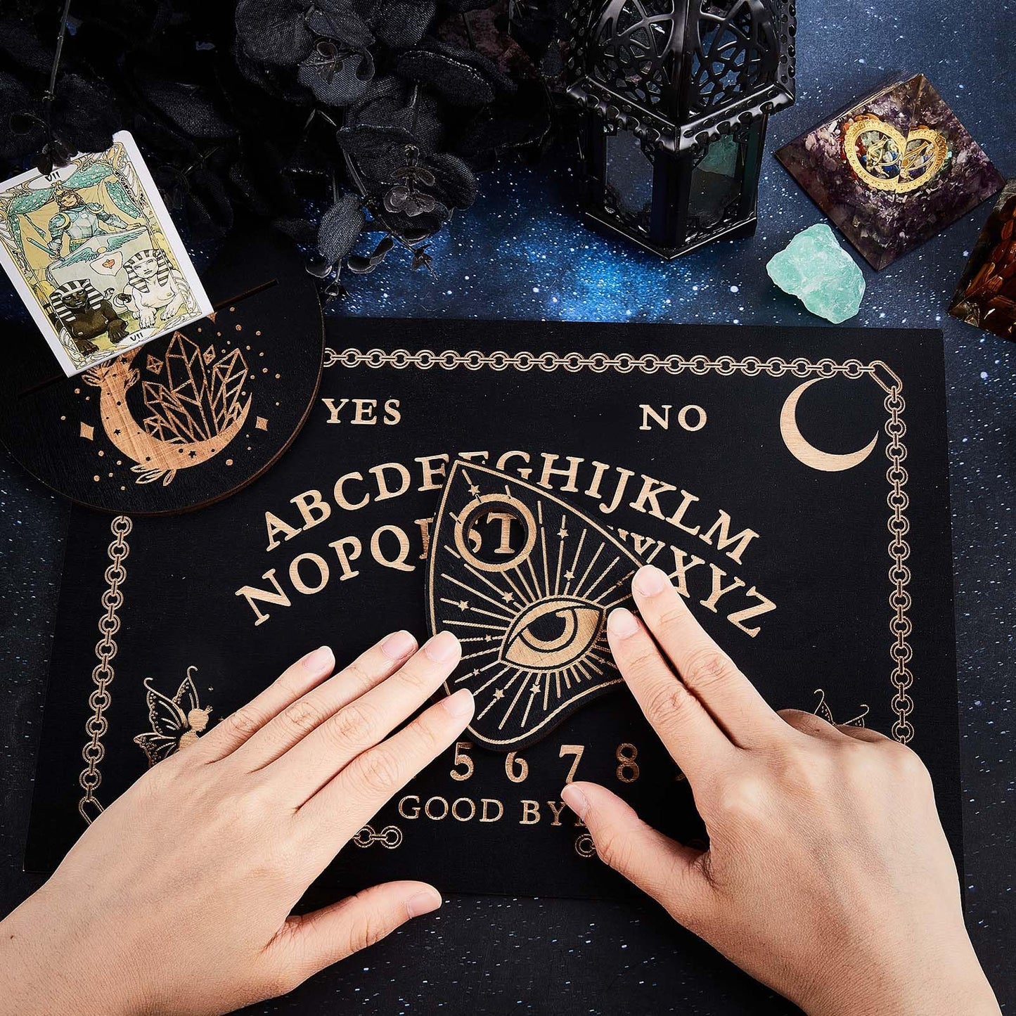 Creatcabin 3Pcs Wooden Spirit Board Kit Tarot Card Stand Holder Women Tarot Card Altar Stand Display Rack Talking Boards With Pl