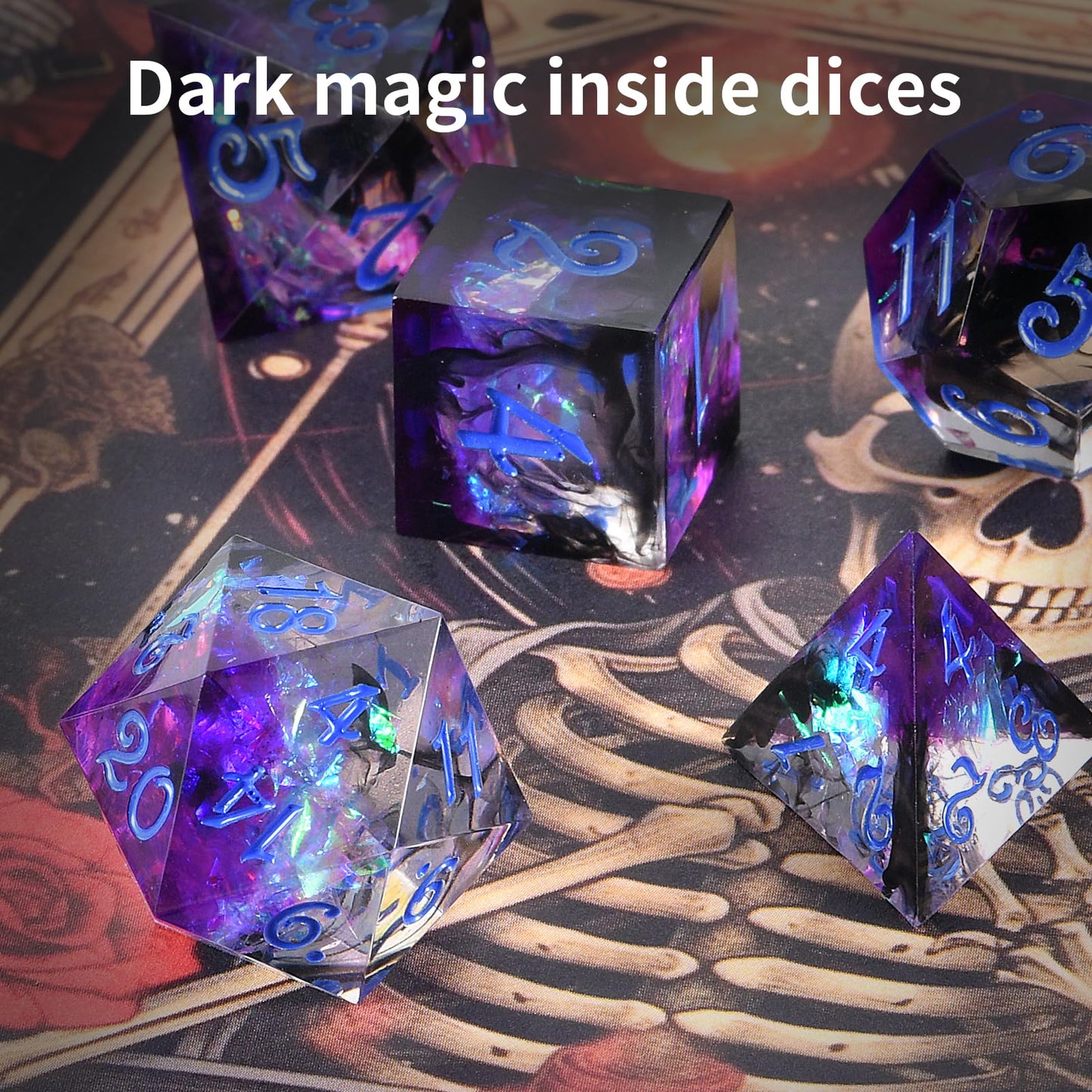 OriCraft Dark Magic Dice DND Dice Set Dungeons and Dragons Polyhedral Role Playing Gaming Dices Black Underwater World D20 Dice