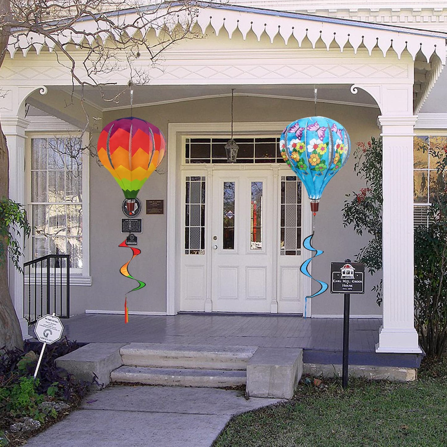 Giant Rainbow Butterfly Hot Air Balloon Garden Wind Spinners Large Pinwheels Lawn Yard Catchers Ornaments Windmills Outdoor Hang