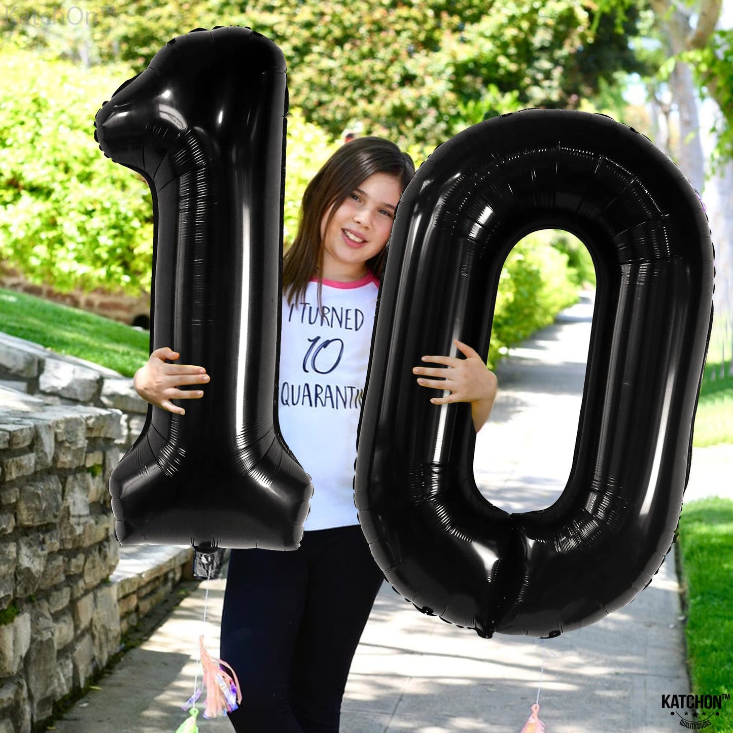 Katchon, Giant Black 10 Balloon Number - 40 Inch | 10Th Birthday Decorations | Black 10Th Birthday Balloons For 10 Birthday Decorations Black | Black Number 10 Balloons