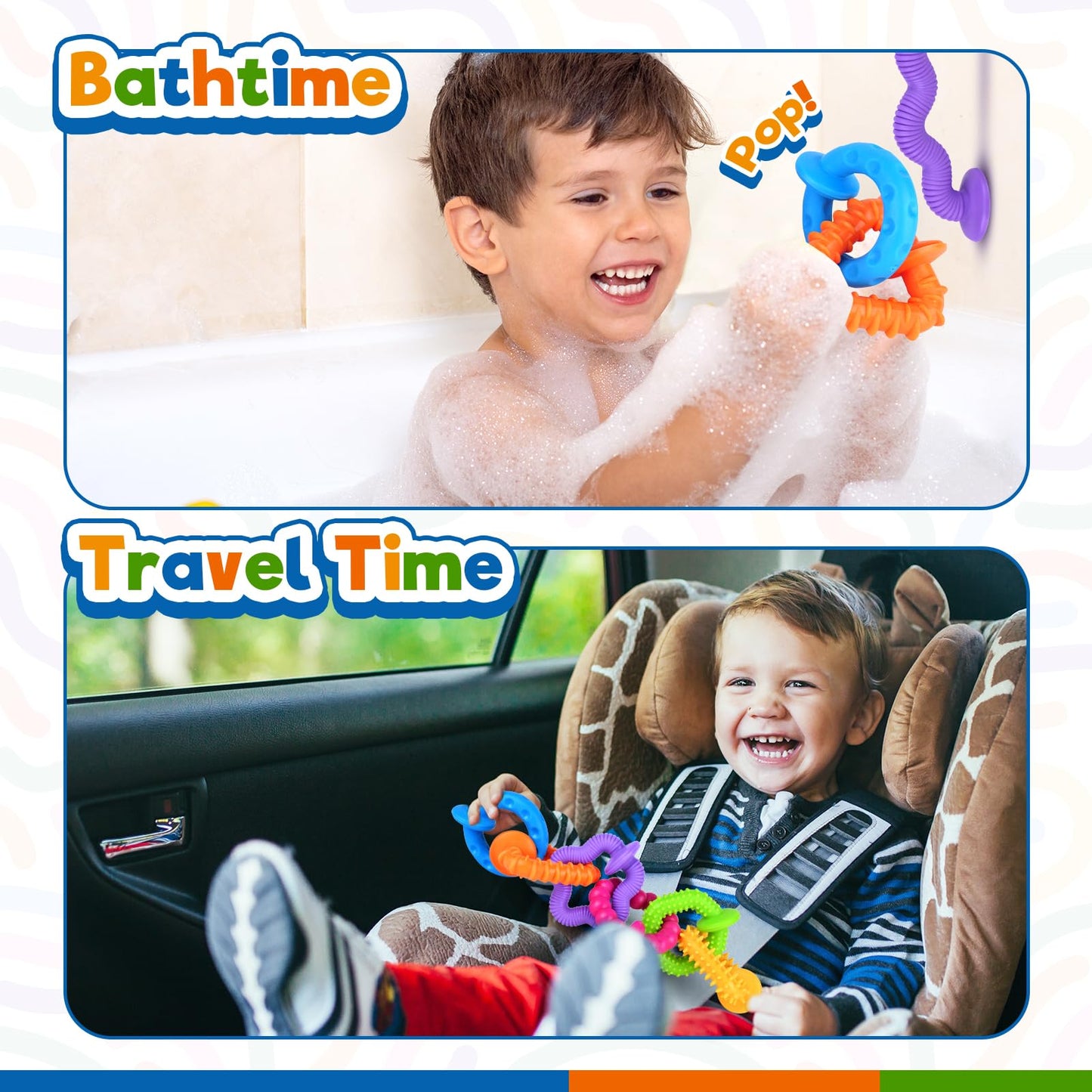 Richtim Bath Toys Toddlers Suction Toys: 6 Pack Colorful Textured Suction Bath Toys For Bathtime - Baby No Hole Bath Toys
