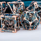 ARUOHHA Hollow DND Dice Set Copper Blue 5-Headed Dragon D and D Dice with Gift Box, Dungeons and Dragons Role Playing Games 7PCS