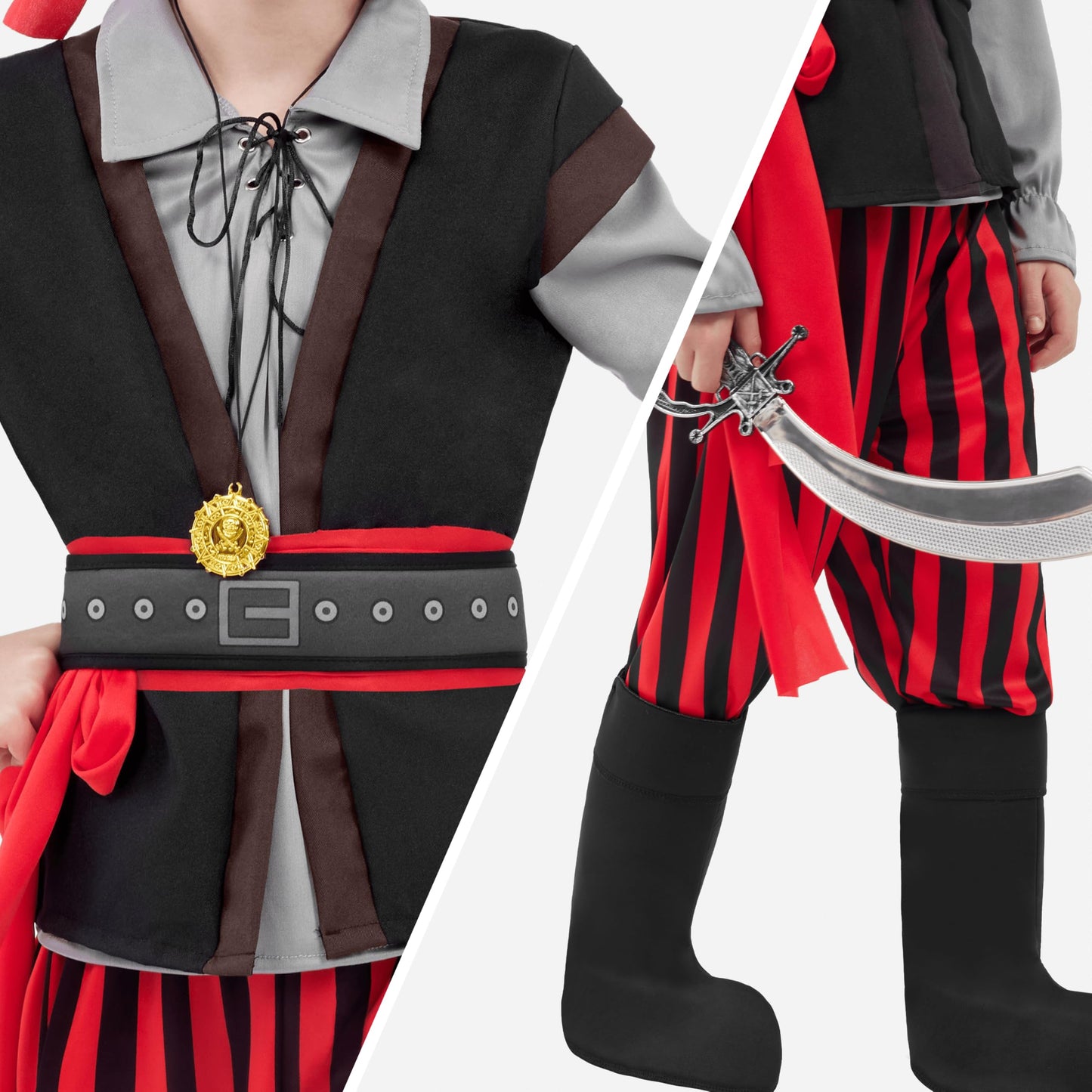 Spooktacular Creations Halloween Boys Costume  Boys Pirate Costume  Kids Pirate Costume with Accessories for Halloween Party Pirate Role Playing(Medium(8-10 yrs))