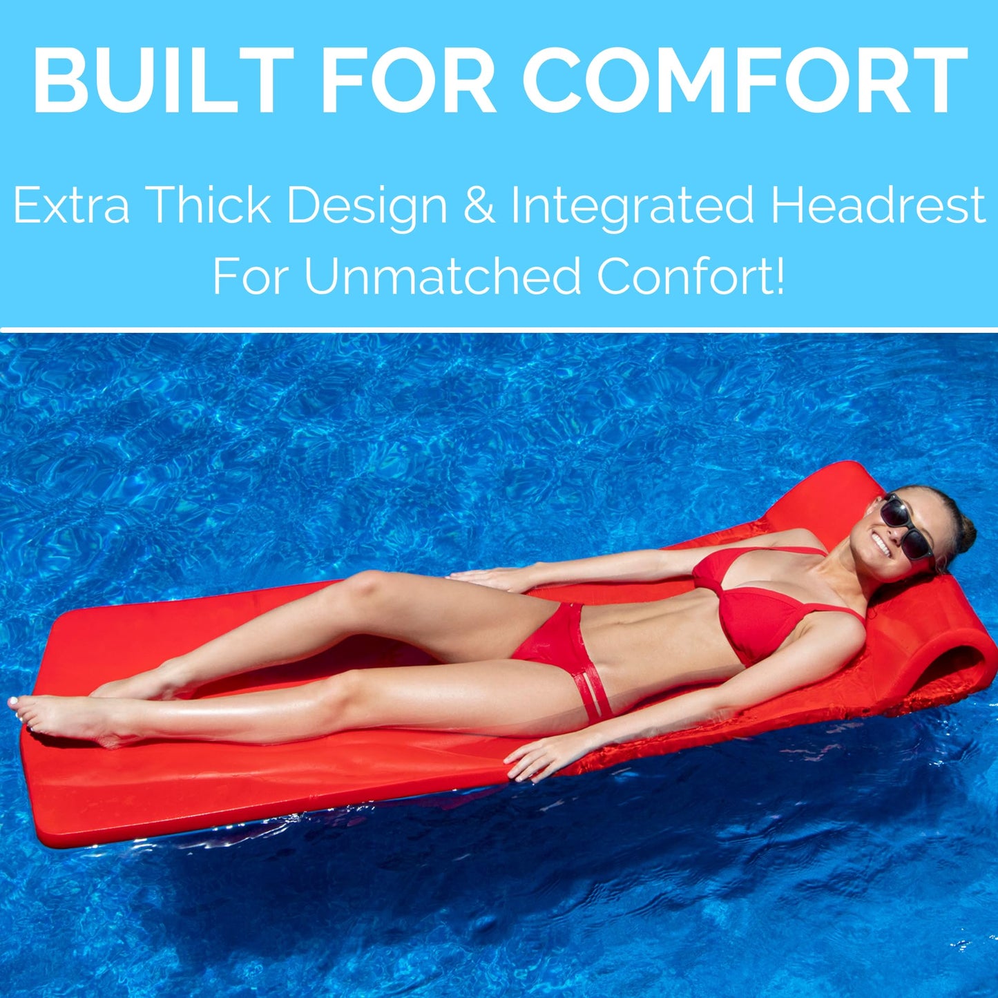 Swimline Original Foam Pool Float for mature-themeds | Sofskin Floating Pool Mattress | Sun Tanning Float | Red | 1.25 Thick Foam | Foam Pool Float | No Inflating Needed | Pool Mat mature-themed | Roll Up & Store