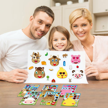 Dorgua Farm Themed Make-A-Face Sticker, Make A Farm Animals Stickers For Kids Boys, Diy Craft Stickers Make Your Own Pigs Cows S