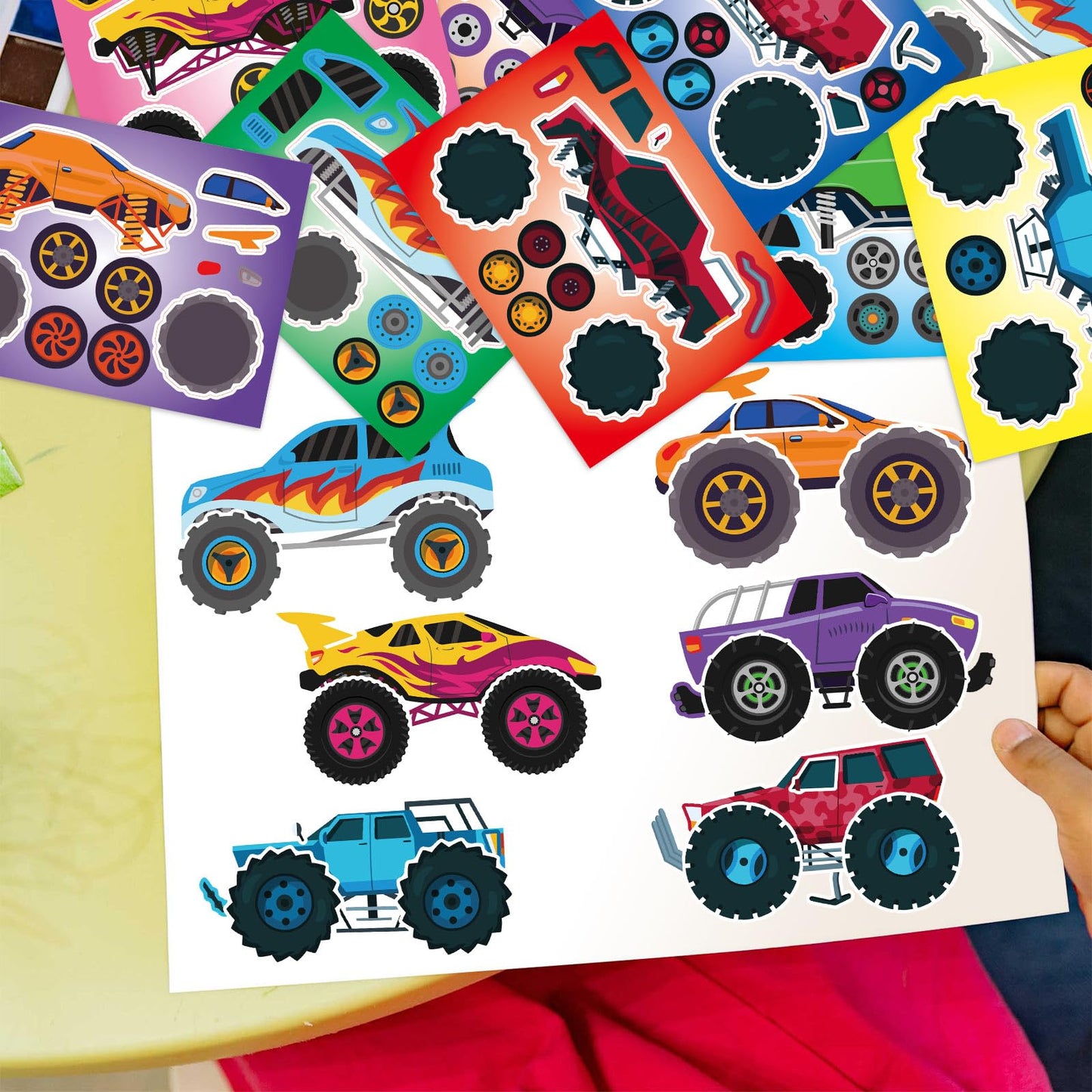 24 Sheets 8.3''  5.9'' Make Your Own Monster Truck Stickers For Toddlers Kids Party Favors, Make A Face Stickers For Kids Activi