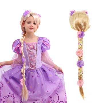 Sincere Party Girls Princess Wig,Rapunzel Plaits Blonde Wig For Girls Halloween Party,Role Playing
