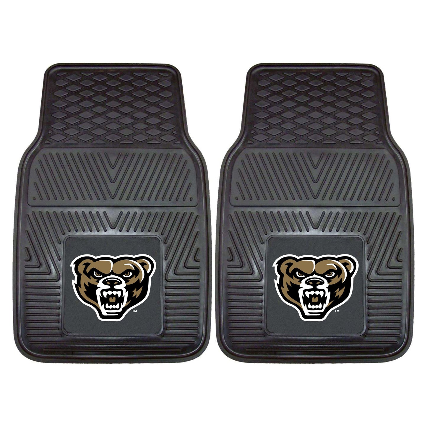 FANMATS 18449 Oakland Golden Grizzlies 2-Piece Heavy Duty Vinyl Car Mat Set, Front Row Floor Mats, All Weather Protection, Unive