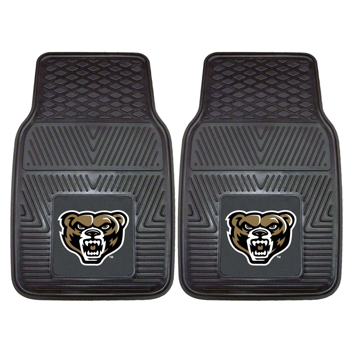 FANMATS 18449 Oakland Golden Grizzlies 2-Piece Heavy Duty Vinyl Car Mat Set, Front Row Floor Mats, All Weather Protection, Unive