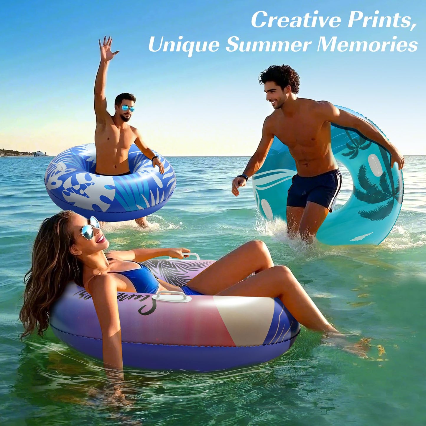HeySplash Pool Tubes for mature-themed  42 Inch Large Pool Floats with Handles  Inflatable Swim Rings Lounge  Hawaii Fun Swim Floaties Swimming Pool Beach Lake River Party Decoration Toys  Purple Sunset