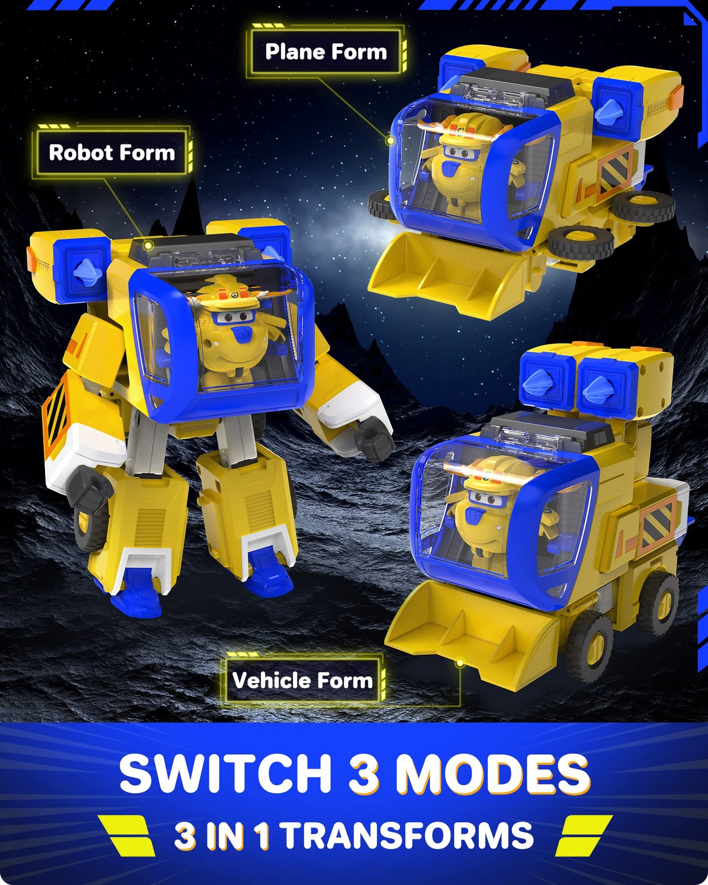 Super Wings Toys 7 Inch Donnie'S Transforming Robot From Plane Just 15 Steps, Action Figures Toy For Kids Ages 3+, Gift For Pres